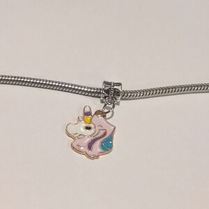 Silver Purple Blue Yellow Unicorn Enamel Dangle Charm for Pandora Style Bracelet